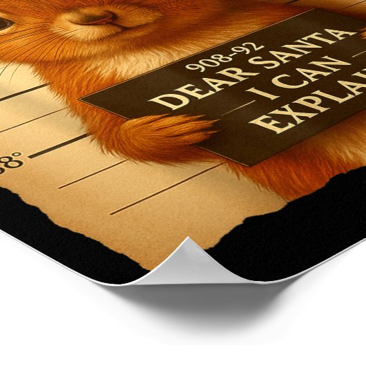 Poster Funny Christmas Squirrel - Cute Squirrel Santa Hat (Coin)