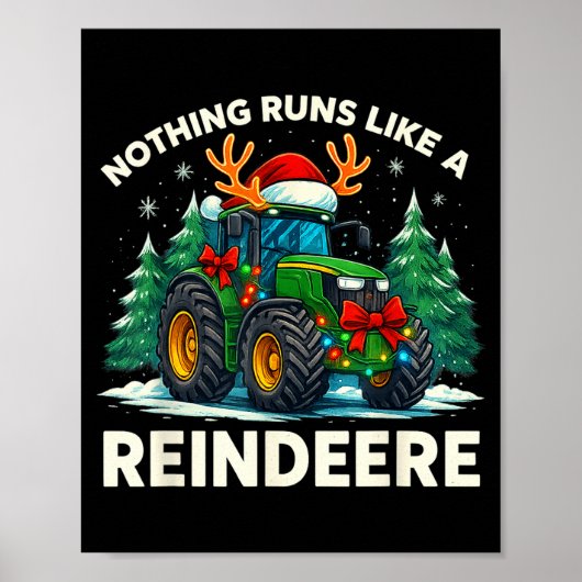 Poster Funny Christmas Tractor Nothing Runs Like A Reinde (Devant)