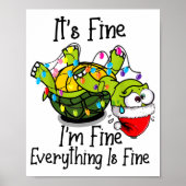 Poster Funny Christmas Turtle It's Fine I'm Fine Everythi (Devant)
