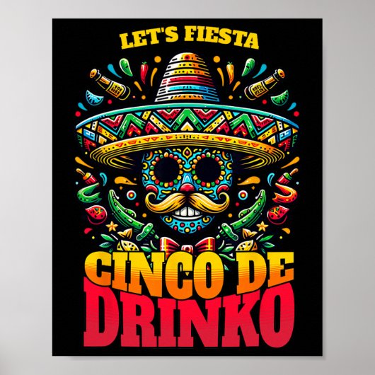 Poster Funny Cinco De Mayo Cool Cinco De Drinko (Devant)