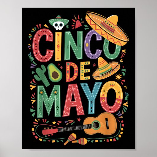 Poster Funny Cinco De Mayo Fiesta Mexican Party 5 De Mayo (Devant)