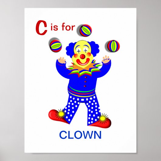 Poster Funny Cirque Clown Enfants Alphabet Lettre C Photo (Devant)