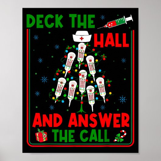 Poster Funny Cna Deck The Halls Answer The Calls Nurse Ch (Devant)