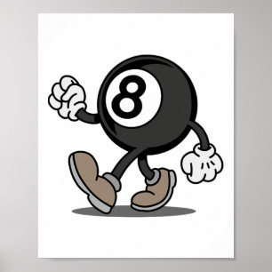 Poster Funny Comic Snooker Billard Player 8-ll