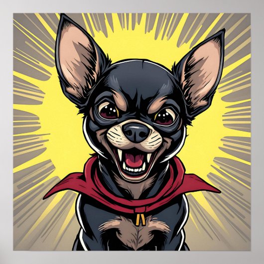 Poster Funny Crazy Chihuahua (Devant)