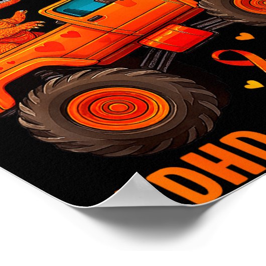 Poster Funny Crush Adhd Awareness T-rex Monster Truck Kid (Coin)