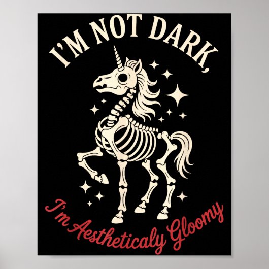 Poster Funny Cute Creepy Unicorn Skeleton Dark Humor Goth (Devant)