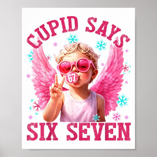 Poster Funny Cute Cud Says Six Seven Valentine's Day 67 M (Devant)