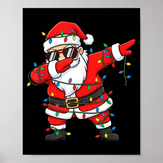 Poster Funny Dabbing Santa Xmas Lights Men Boys Girls Chr (Devant)
