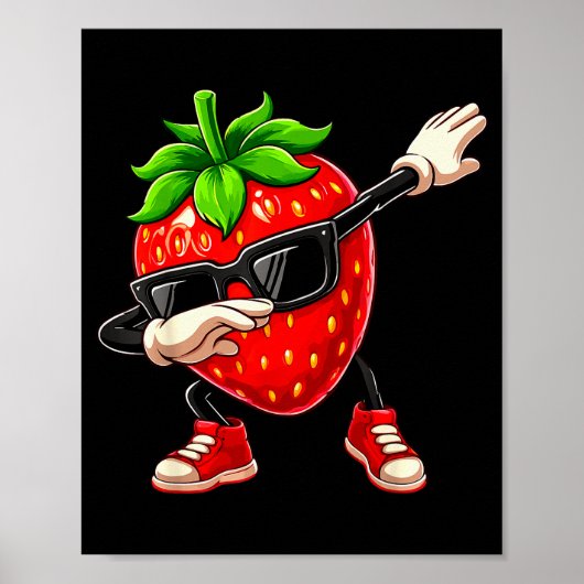 Poster Funny Dabbing Strawberry Summer Fruit Lover Men Wo (Devant)
