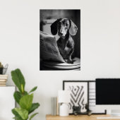 Poster Funny Dachshund Bathroom Print, Reading Dog (Bureau à domicile)