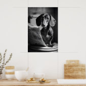 Poster Funny Dachshund Bathroom Print, Reading Dog (Cuisine)