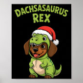 Poster Funny Dachshund Dog T-rex Costume Christmas Kids B (Devant)