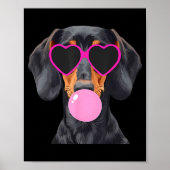 Poster Funny Dachshund Wearing Gles And Blowing Nk Bubble (Devant)