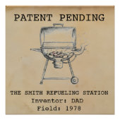 Poster Funny Dad "Refueling Station" Vintage Grill Patent (Devant)