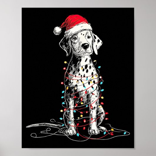 Poster Funny Dalmatian Christmas Graphics Dog Lights Love (Devant)