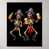 Poster Funny Dancing Rate Skeletons Beer Drinking Hallowe (Devant)