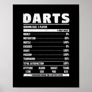 Poster Funny darts nutrition facts darts player fan team