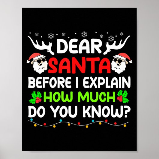 Poster Funny Dear Santa I Can Explain Christmas For Kids (Devant)
