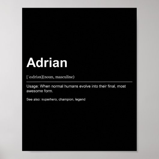 Poster Funny Definition Quote For The Name Adrian _ (Devant)