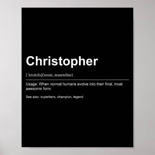 Poster Funny Definition Quote For The Name Christopher _  (Devant)