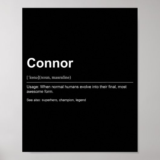Poster Funny Definition Quote For The Name Connor _  (Devant)