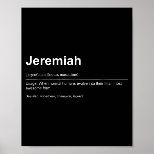 Poster Funny Definition Quote For The Name Jeremiah _ (Devant)