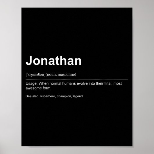 Poster Funny Definition Quote For The Name Jonathan _ (Devant)