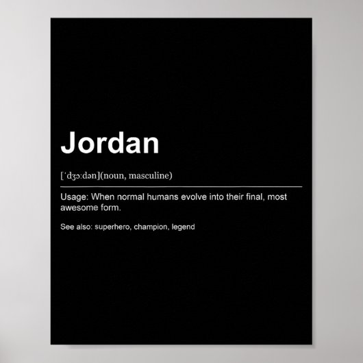 Poster Funny Definition Quote For The Name Jordan _ (Devant)