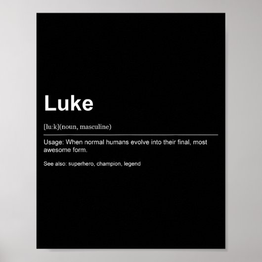 Poster Funny Definition Quote For The Name Luke _  (Devant)