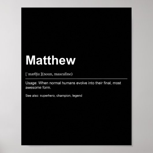 Poster Funny Definition Quote For The Name Matthew _  (Devant)