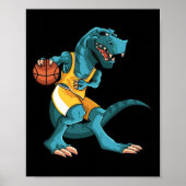 Poster Funny Dino Playing Sketll T-rex Lover Player Kids (Devant)