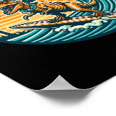 Poster Funny Dinosaur Surfboard Beach Summer Surfing Trex (Coin)