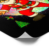 Poster Funny Disco Santa Xmas Lights Girls Boys Kids Chri (Coin)