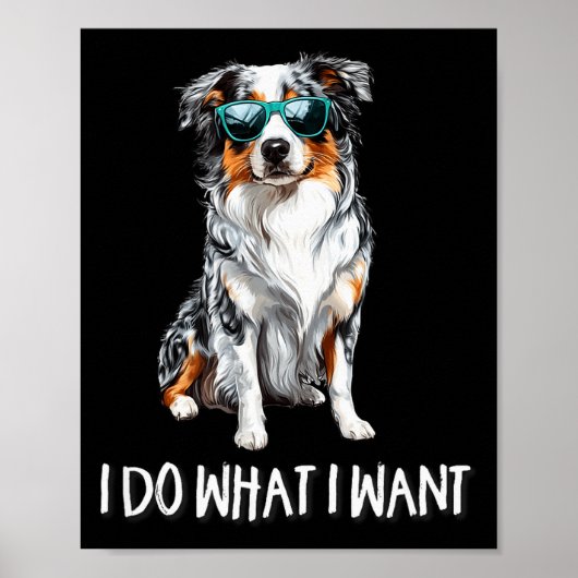 Poster Funny Do What I Want Blue Merle Australian Shepher (Devant)