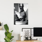 Poster Funny Doberman Bathroom Print, Dog Reading (Bureau à domicile)