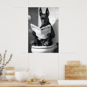 Poster Funny Doberman Bathroom Print, Dog Reading (Cuisine)