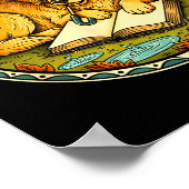 Poster Funny Dog Reading Book Rain Cozy Umbrella Cute Art (Coin)