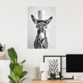 Poster Funny Donkey Bathroom Art Print, Toilet Paper on (Bureau à domicile)