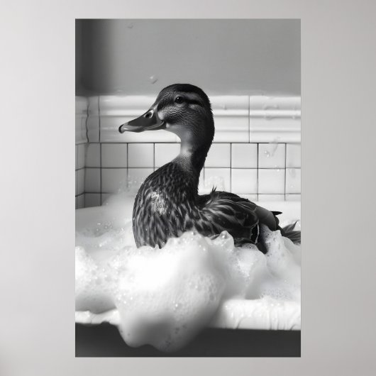 Poster Funny Duck Bubble Bath Print, Bathroom Wall Art (Devant)