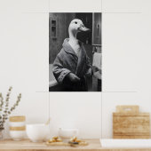Poster Funny Duck in Bathrobe Print, Quirky Bathroom Wall (Cuisine)