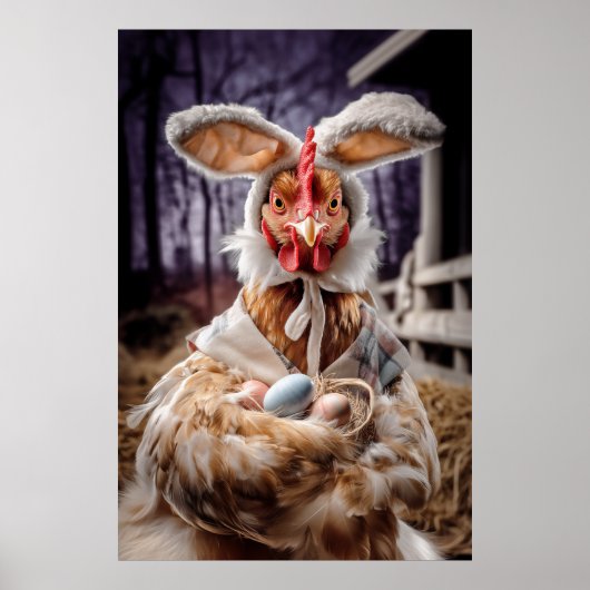 Poster Funny Easter Chicken Bunny Costume (Devant)
