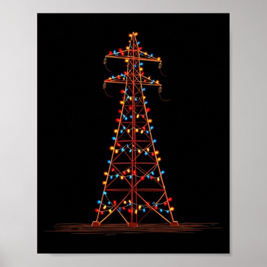Poster Funny Electric Pylon Christmas Graphics Lights Lov (Devant)