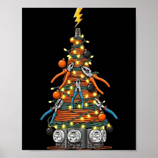 Poster Funny Electrician Christmas Tree Xmas Graphic Men (Devant)
