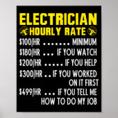 Poster Funny Electrician Hourly Rate Pricing Chart  (Devant)