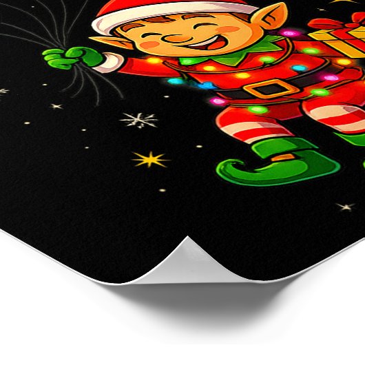 Poster Funny Elf Astronaut With Planets Christmas Pjs For (Coin)