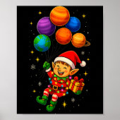 Poster Funny Elf Astronaut With Planets Christmas Pjs For (Devant)