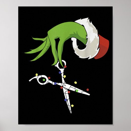Poster Funny Elf Hands Hair Stylist Hairdresser Scissor B (Devant)