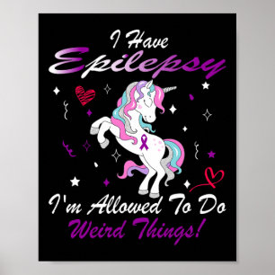 Poster Funny Epilepsie Sensibilisation Unicorn Purple J'A