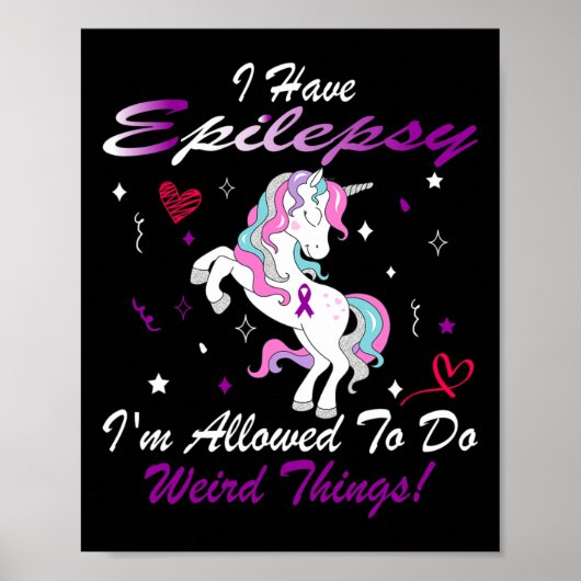 Poster Funny Epilepsie Sensibilisation Unicorn Purple J'A (Devant)